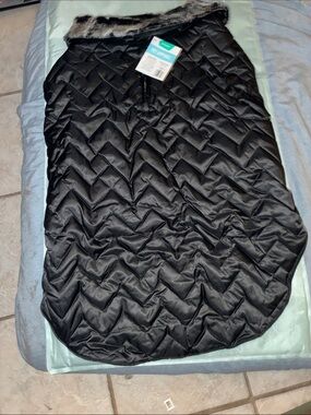 Black Quilted Pet Apparel with Faux Fur Collar